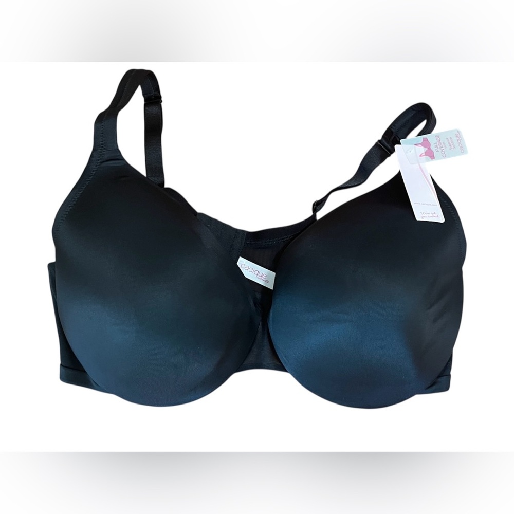 Cacique Full Coverage Satin Support Solution Bra Black NWT 44